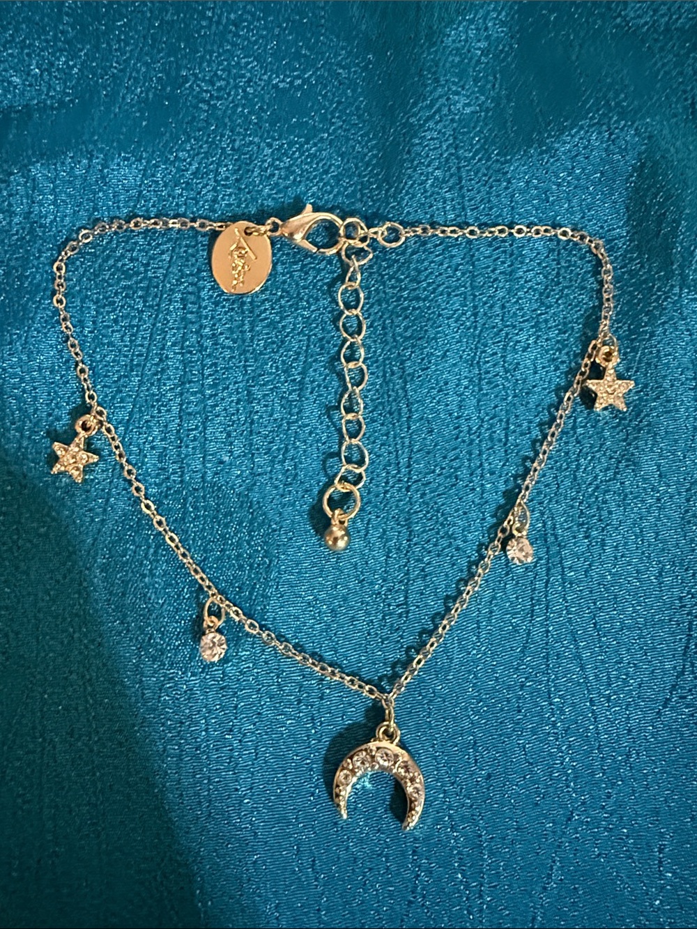Gold-Tone Crescent & Star Charm bracelet/anklet